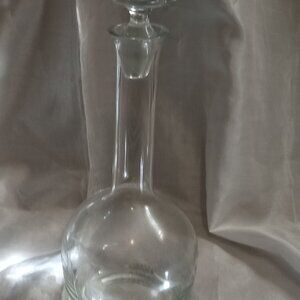 Clear glass tall neck decanter w/flower and leaves designs for any beverage